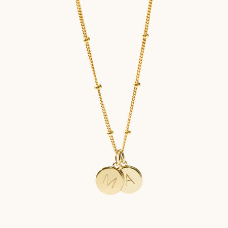 Mother and Child Discs Necklace Gold With Bead Chain